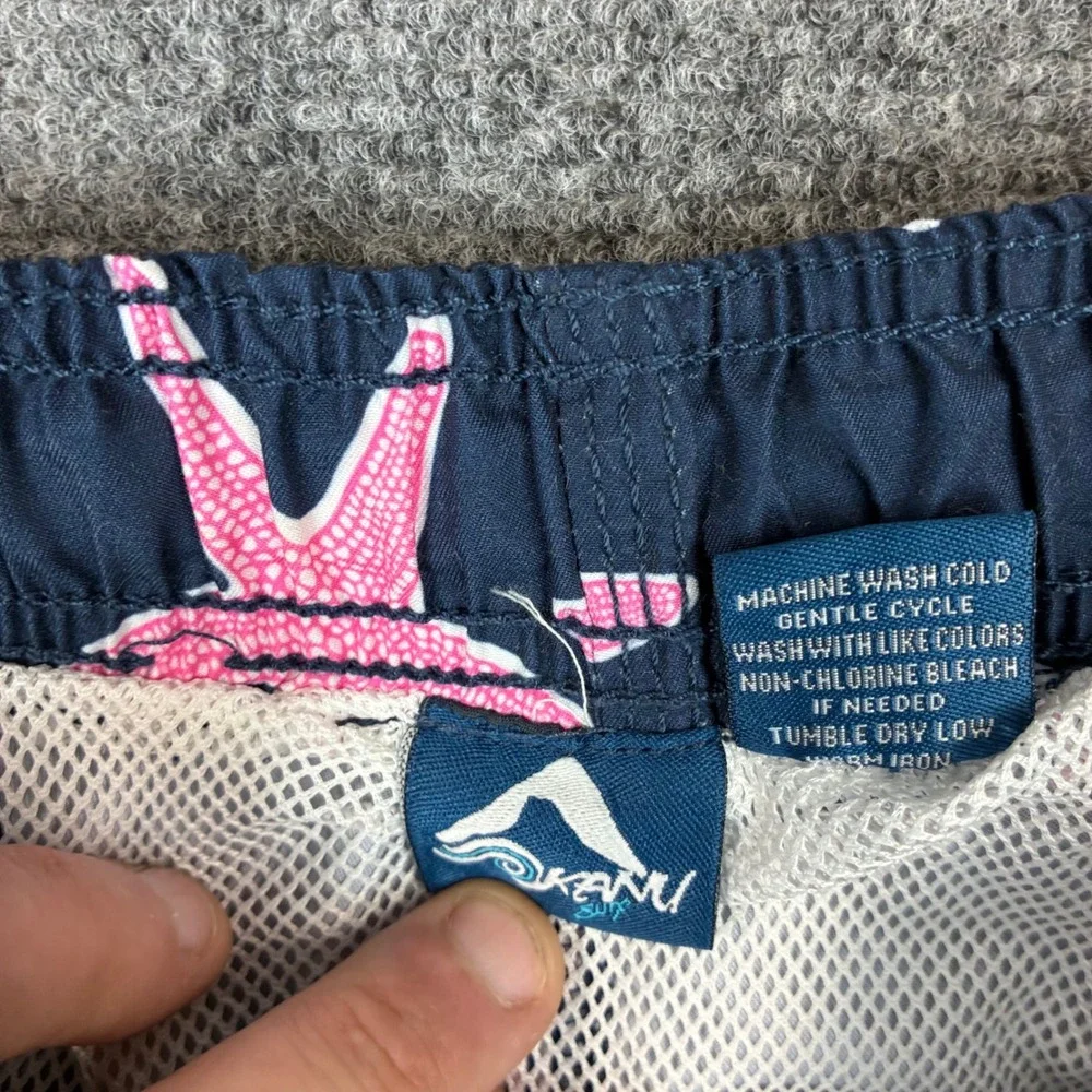 Kanu Surf Boys Navy Pink Starfish Swim Trunks Shorts Kids Boys Size Large 14/16